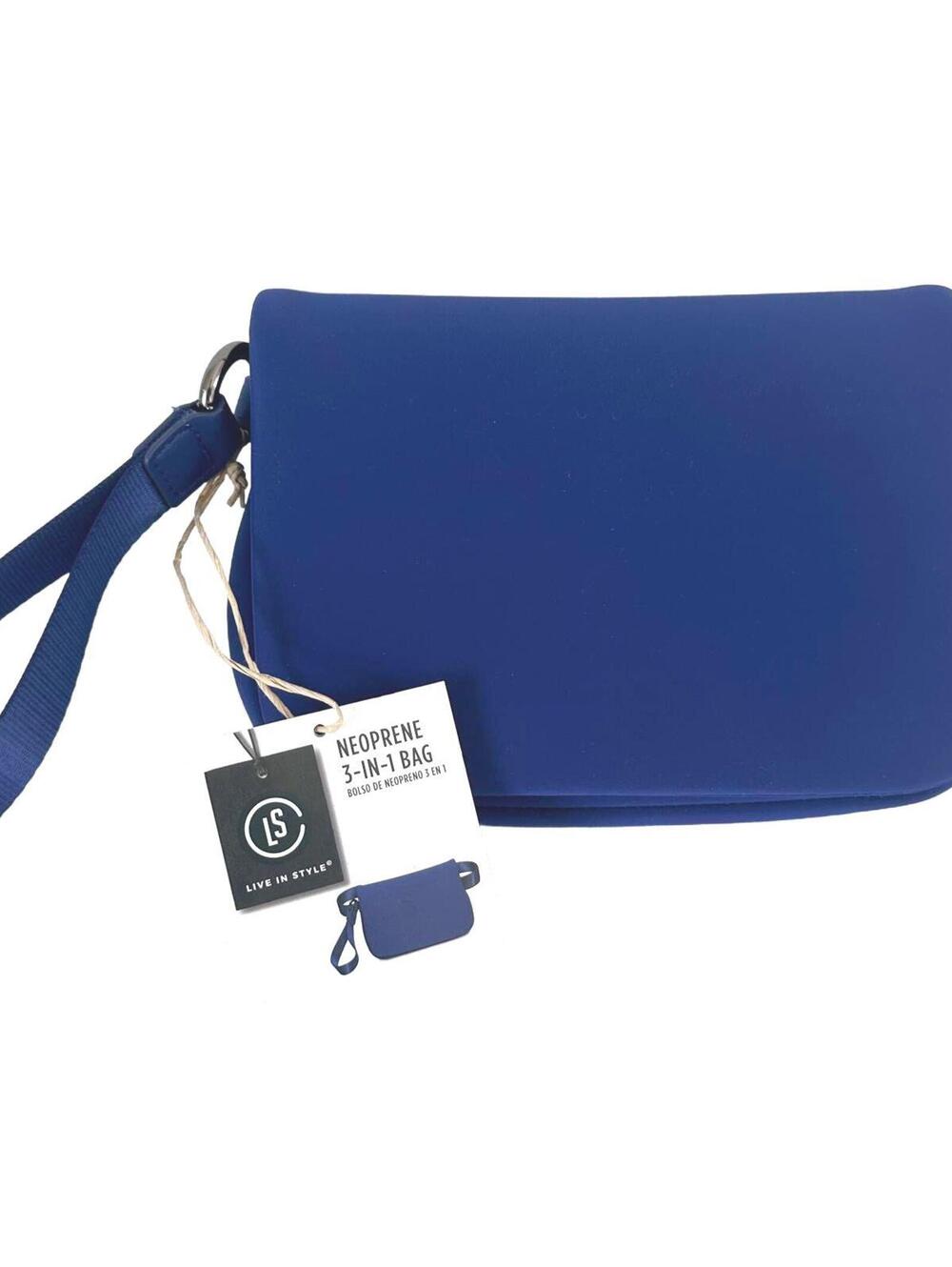 NWT Live in Style Neoprene Blue 3-in-1 Bag Versatile Bag